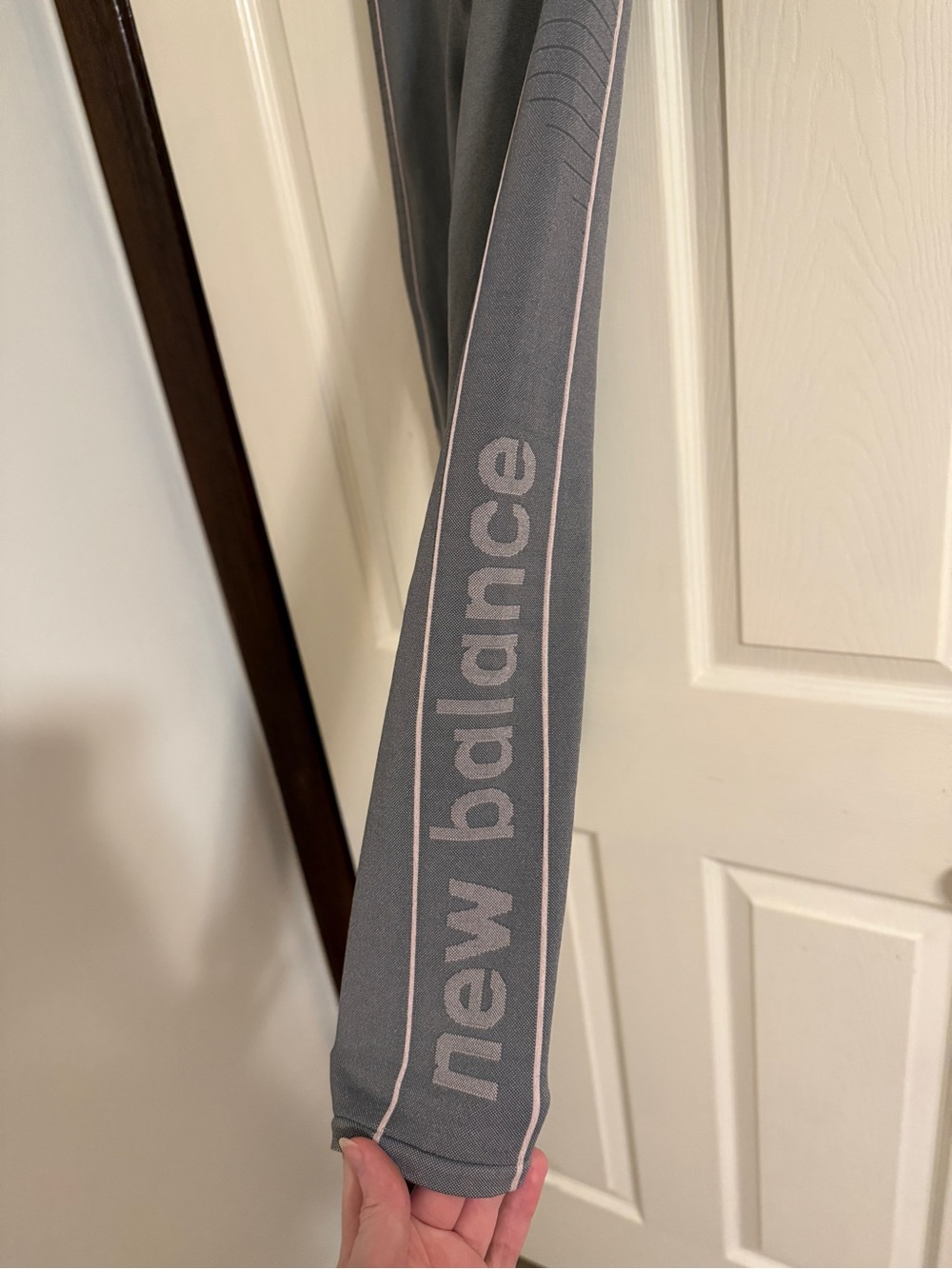 New Balance Gray Girls' Athletic Leggings with Pink Trim - Picture 3 of 5